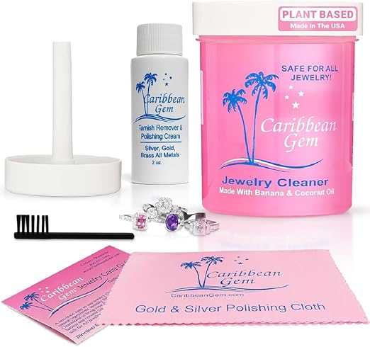 All Purpose Jewelry Cleaner Kit w/8oz Cleaning Solution & Polishing Cream by CaribbeanGem