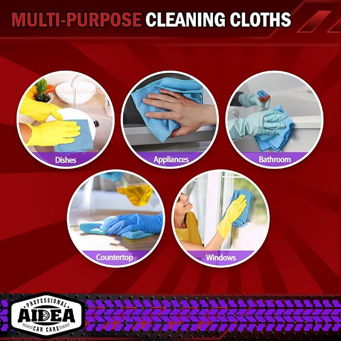 AIDEA Microfiber Cleaning Cloth Blue, Shop Rags, Microfiber Towels - Image 7