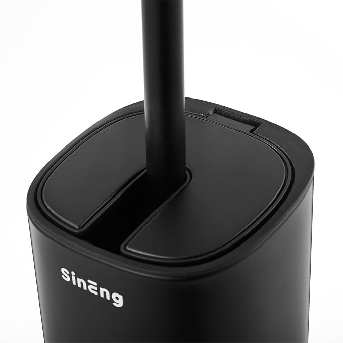 Toilet Brush and Holder Set Toilet Bowl Brush Stainless Steel Automatic Open - Image 5
