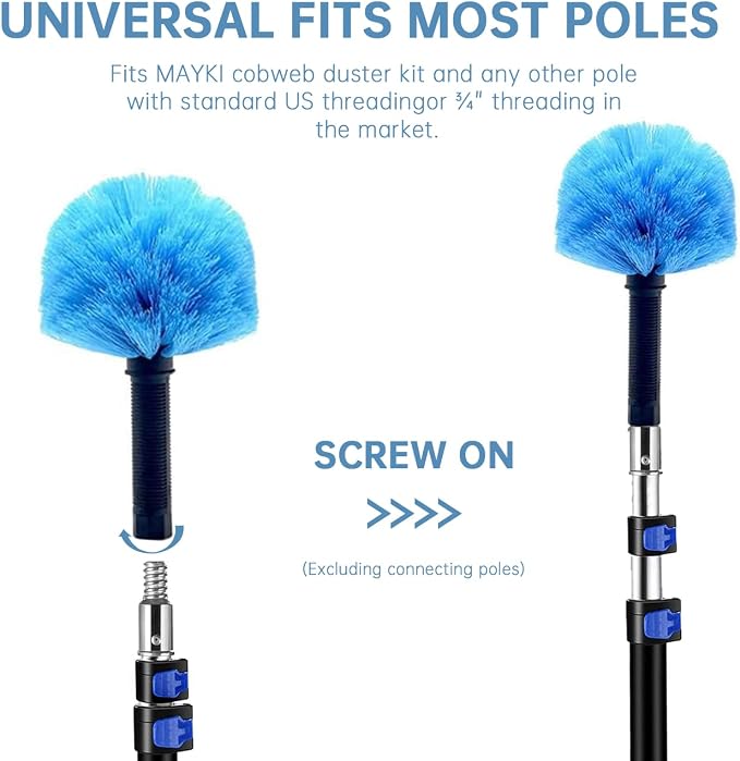 MAYKI Twist-On Cobweb Duster Head Brush 1Pcs, Fits Standard 3/4 inch Threaded - Image 3