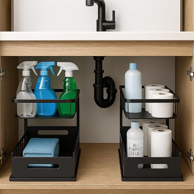 USTECH Under Sink Organizer, Cabinet Organizer, Bathroom Organizer, Under Sink - Image 8