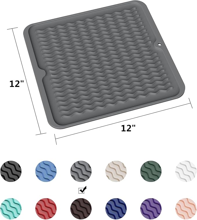 ZLR Silicone Dish Drying Mat for Kitchen Counter, Eco-Friendly Fast Dry Dish Mat - Image 6
