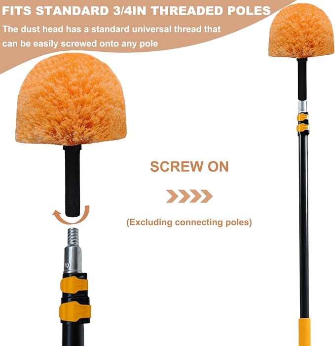 4 Pack OrangeTwist-On Cobweb Duster Head Brush // Spider Web Brush - Image 4