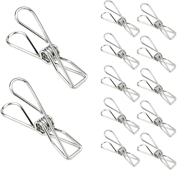 Laundry Clothes Pins Clips 50 Pack, Stainless Steel Heavy Duty Laundry Peg by BONYCUST