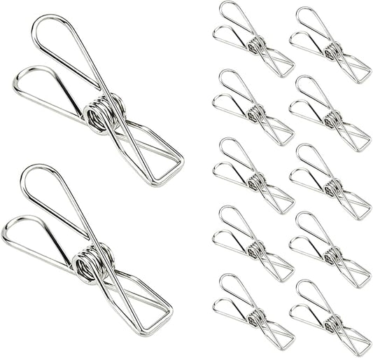 Laundry Clothes Pins Clips 50 Pack, Stainless Steel Heavy Duty Laundry Peg by BONYCUST