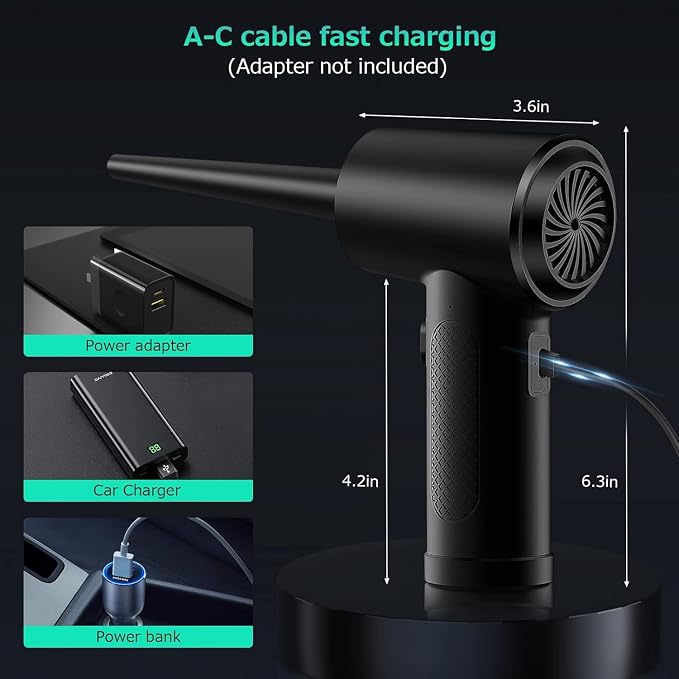 Compressed Air Duster, 3 Gear Adjustable 110000RPM Electric Air Blow Portable - Image 4