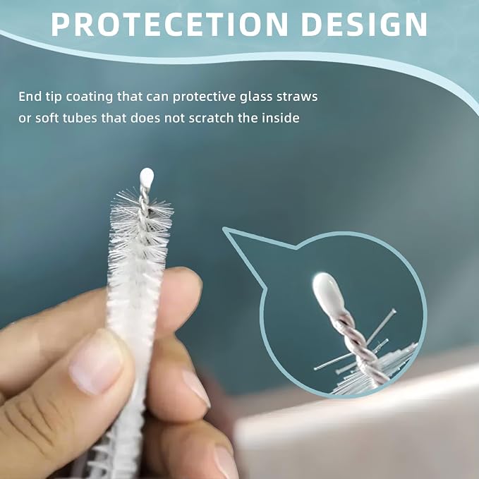 Cleaning Brushes for Reusable Drinking Straws, Long Wire Handle, Bottle and - Image 3