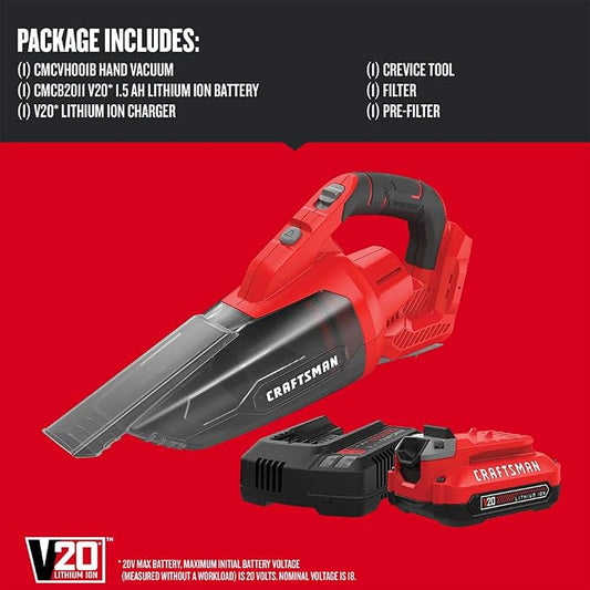 CRAFTSMAN V20 Cordless Hand Vacuum, 45 CFM, 2 Stage Filtration System - Image 2