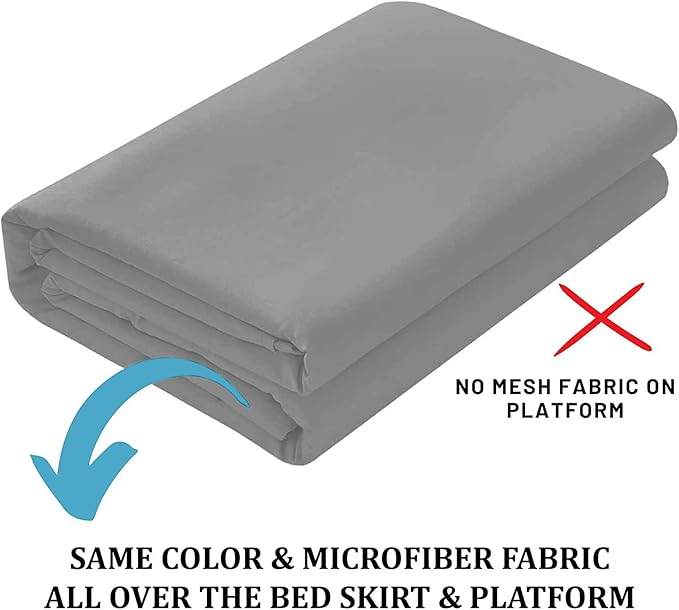 SKY BEDDINGS - Full Size Ruffled Bed Skirt with Split Corners - 18 Inch Drop Dust Ruffle Bed Skirt with Platform Three Sided Coverage - 100% Microfiber, Light Grey