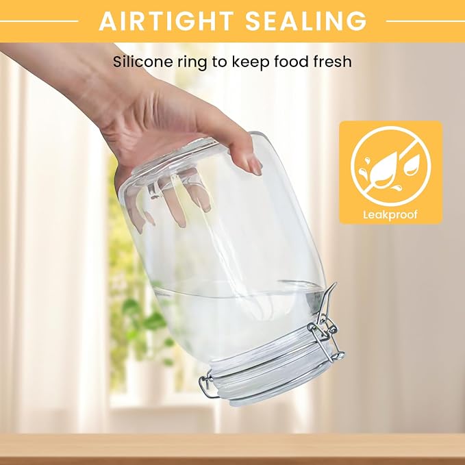 Glass Jars with Airtight Lid, Large Glass Food Storage Jars, 3 Pack Wide Mouth - Image 4