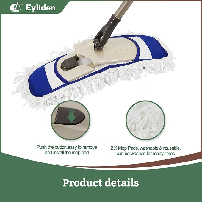 Eyliden Dust Mop with Reusable Washable Pads - Image 3