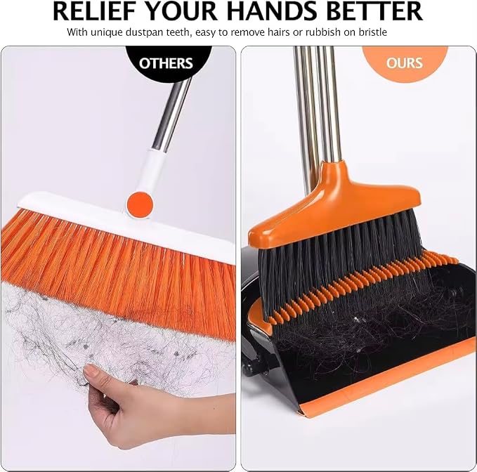 ECO CREST-Mini Dust Pan and Broom Set Long Handle Sweeping Set PP PET Black & - Image 5
