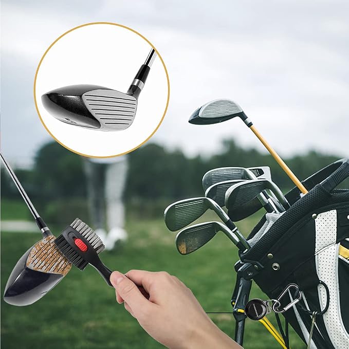 THIODOON 2 Pack Golf Club Brushes and Groove Cleaner 2 ft Retractable Zipline - Image 7