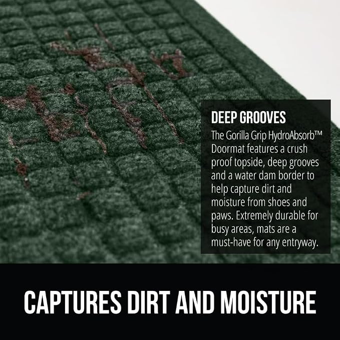 GORILLA GRIP Front Door Mat, Indoor Outdoor Ultra Absorbent HydroAbsorb Doormat - Image 4