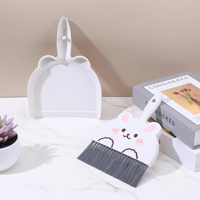 Upgrade Small White Broom and Dustpan Set, Hand Dustpan and Brush Set, Cute - Image 7