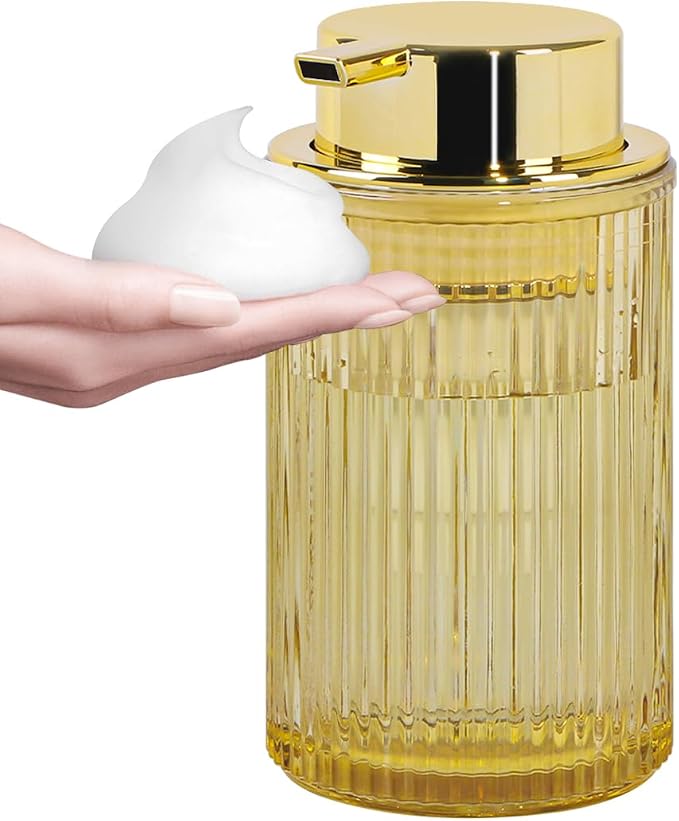 Amber Foaming Soap Dispenser, Glass Foam Hand Soap Dispenser by Tonxus