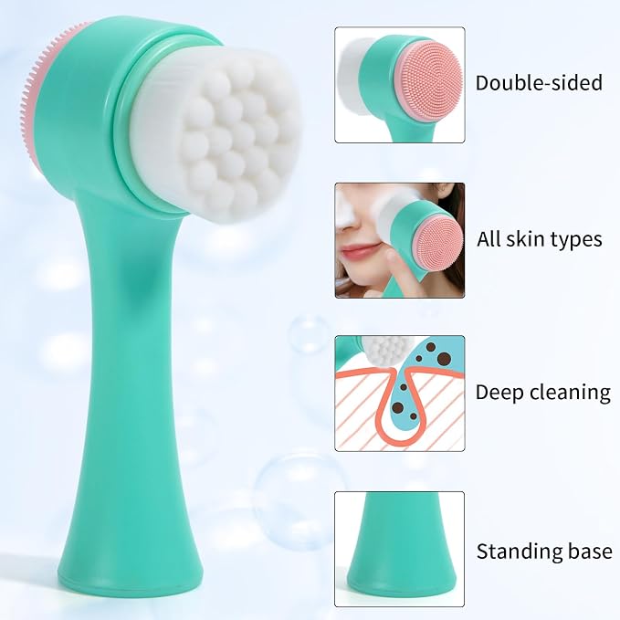 Face Brush 2 in 1, Facial Cleansing Exfoliating Brush - Image 2