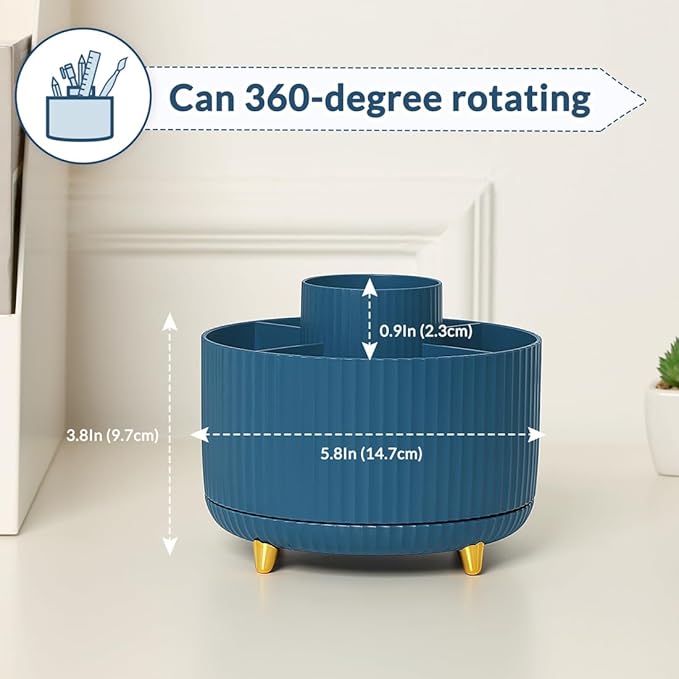 SKYDUE 360 Degree Rotating Desk Organizer, Dual-Purpose Pencil Pen Holder - Image 3