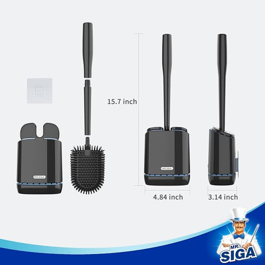 MR.SIGA Toilet Bowl Brush and Holder, Durable and Flexible Bristles, Wall - Image 2