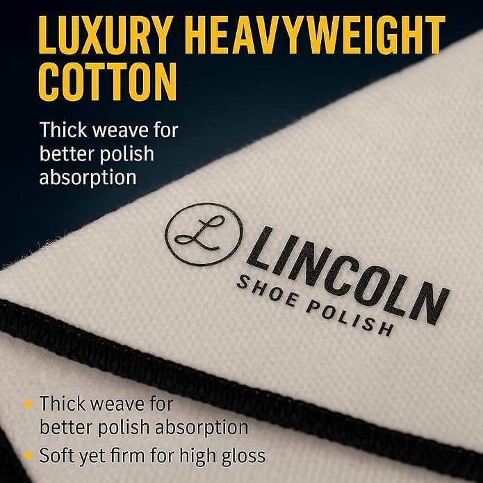 Lincoln Shoe Polish 4-Pack Shoe Shine Cloths – Heavyweight 14×14 Premium Cotton - Image 3