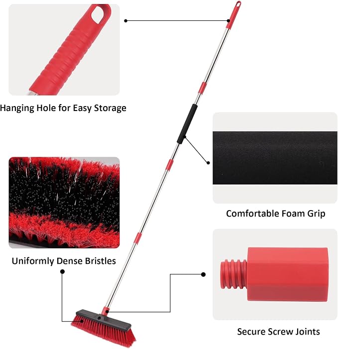 14” Push Broom with 70” Adjustable Handle - Image 5