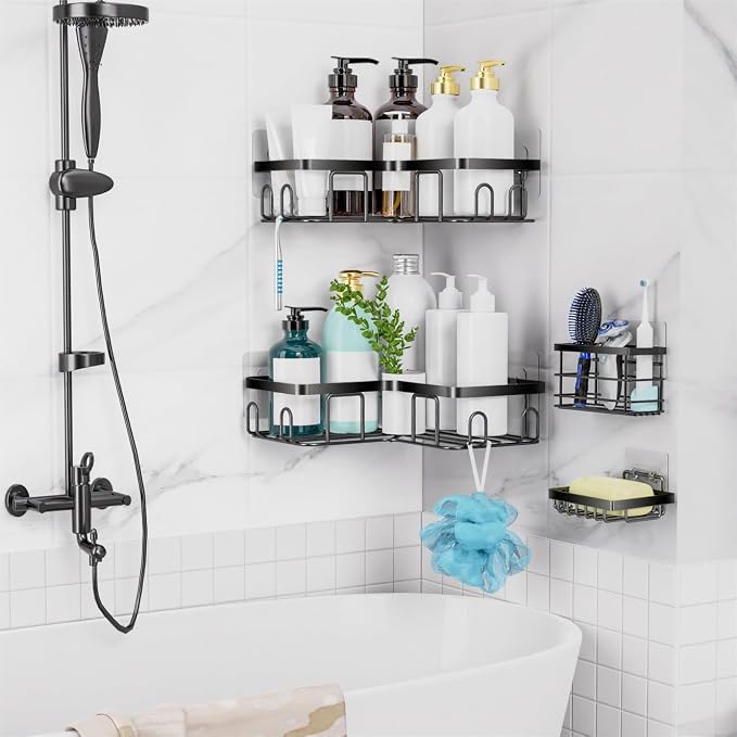Moforoco 5-Pack Shower Caddy, 10.2in Diameter, 90-Degree Right Angle, Easy - Image 5
