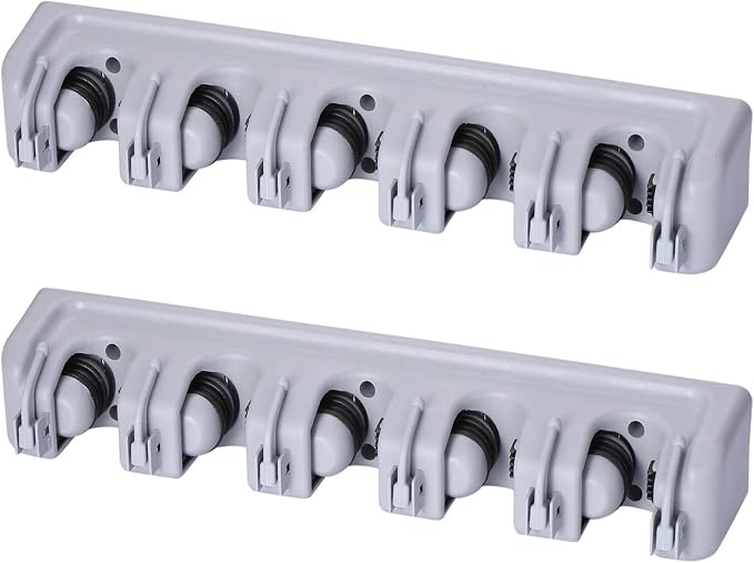 TOGU 2 Pack Mop and Broom Holder Wall Mounted 5 Position Storage Rack - Image 2