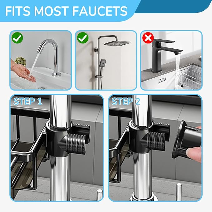 Sink organizer rack for kitchen and bathroom, Kitchen Sink Faucet Organizer - Image 3
