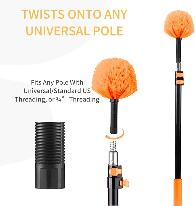 Cobweb Duster Brush Head, Spider Web Cleaning Tool, Indoor & Outdoor Use - Image 3
