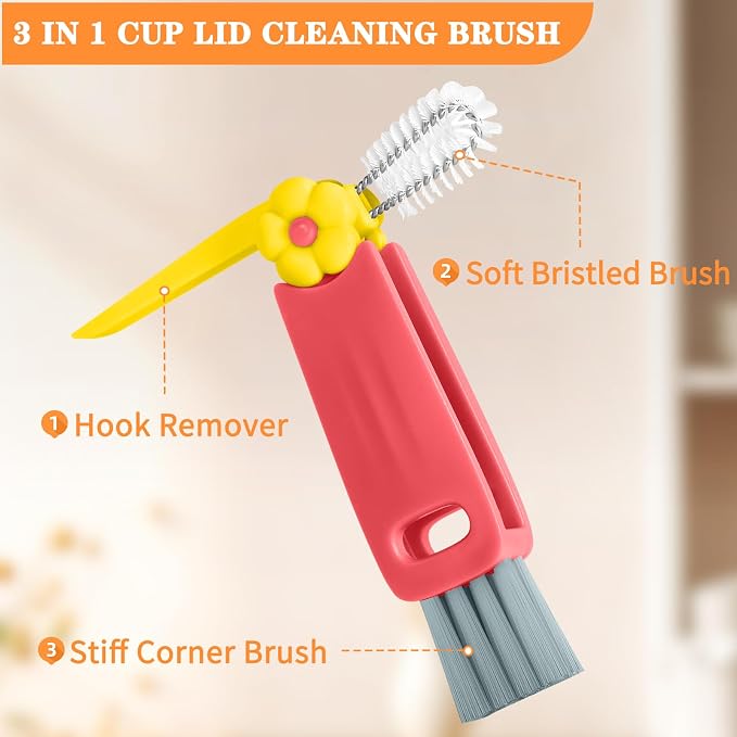 3 in 1 Cup Lid Gap Cleaning Brush Set, Mutipurpose Portable Cup Lid Gap Cleaner - Image 4