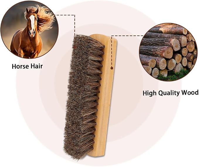 Shoe Brush, Horsehair Shoe Brush Shoe Cleaning Brush Boot Brush - Image 4