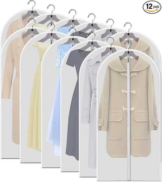 12-Pack 48-Inch Clear Garment Bags by VOSIGREEN