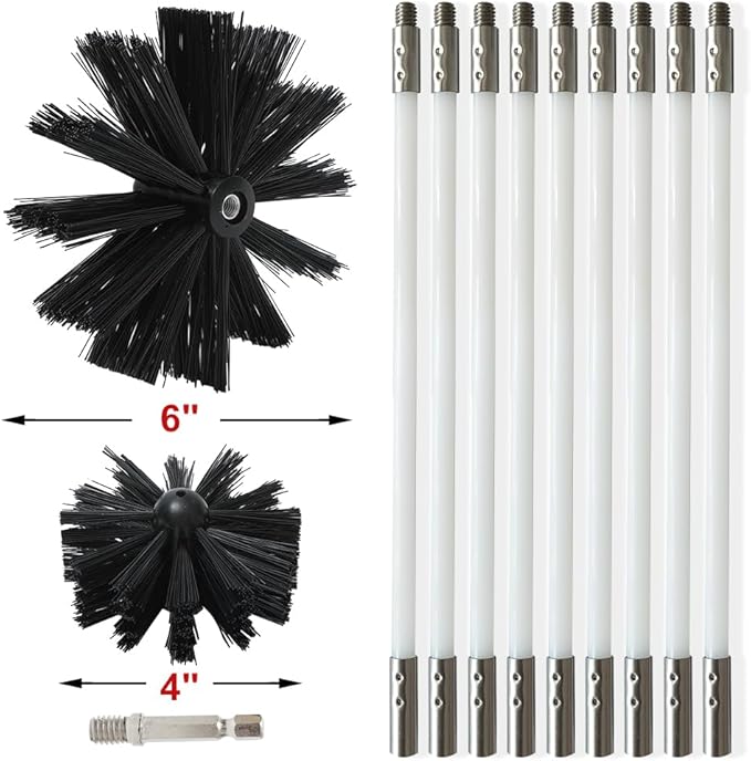 Particle Furnace Cleaning Brush, Chimney Brush, Dryer Vent Cleaner Kit - Image 3