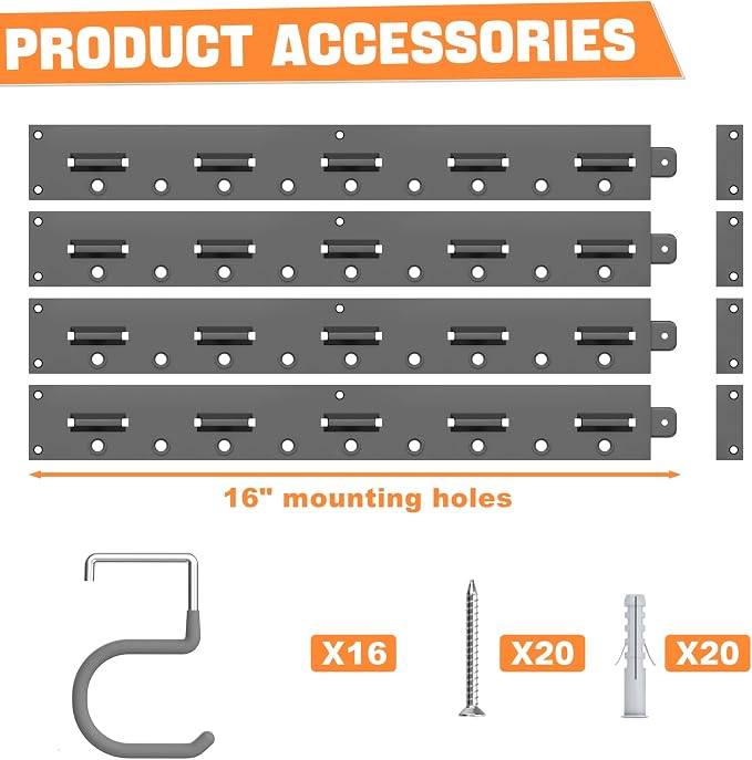 TORACK Plastic Wall Mounted Mop and Broom Holder, Garden Tools Organizer - Image 3