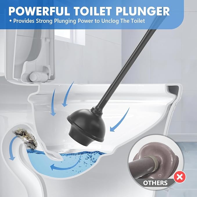 Toilet Plunger and Brush with Holder, Bowl Brush and Heavy Duty Toilet Plunger - Image 2