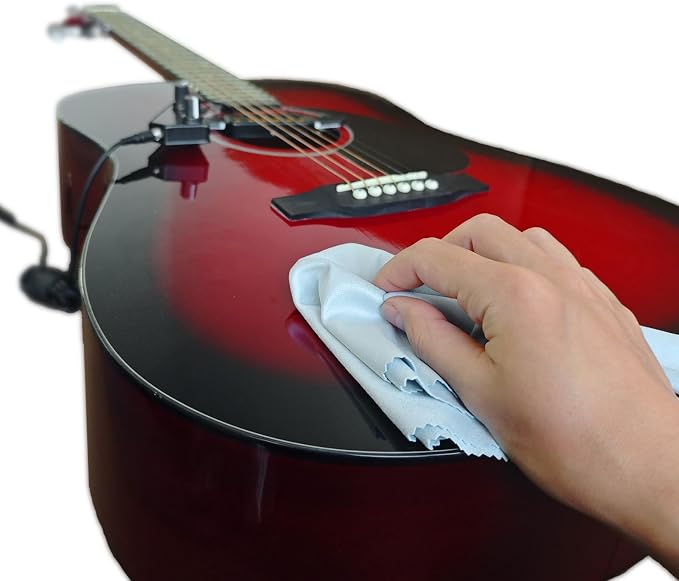 SAPHUE 5pcs Guitar Cleaning Kit Microfiber 12 * 12in Plush Polishing Cloths - Image 5