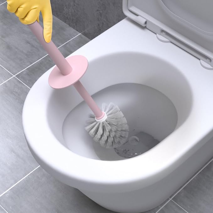 Topsky 2 Pack Compact Toilet Brush & Holder Set, Plastic Round Barrel Loo Brush - Image 7