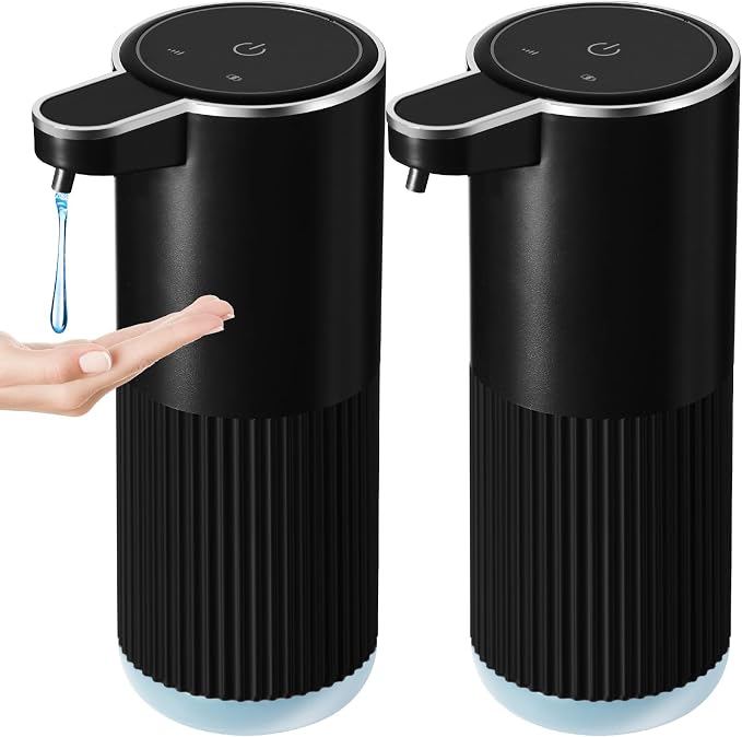 Automatic Soap Dispenser, 2 Pack Black Touchless Liquid Soap Dispenser by RYTOXILOBrightenUpYourHome