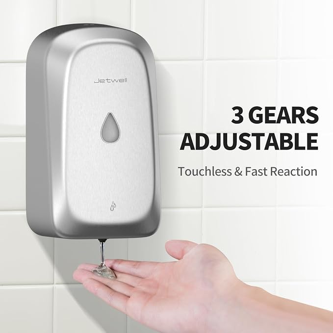 JETWELL Automatic Touch-Less Wall Mount Hand Soap Dispenser Liquid Drop Battery - Image 2