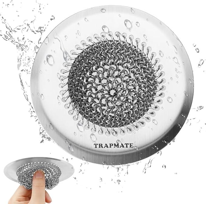 TRAPMATE Kitchen Sink Drain Strainer, Reversible Chain Mesh Sink Strainer by TRAPMATE