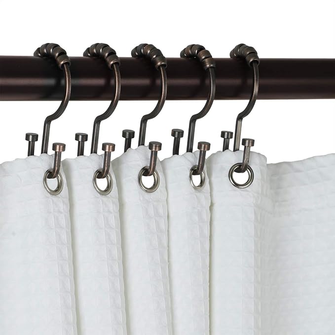 Utopia Alley HK1RB Deco Flat Double Roller Shower Curtain Hooks; Oil Rubbed by UtopiaAlley