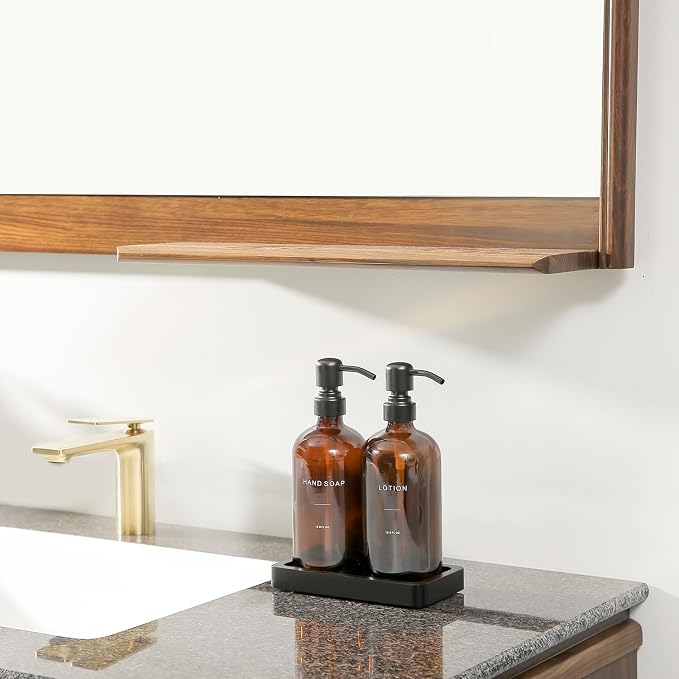 Amber Glass Soap Dispenser Set, Hand Soap and Lotion Set - Image 6