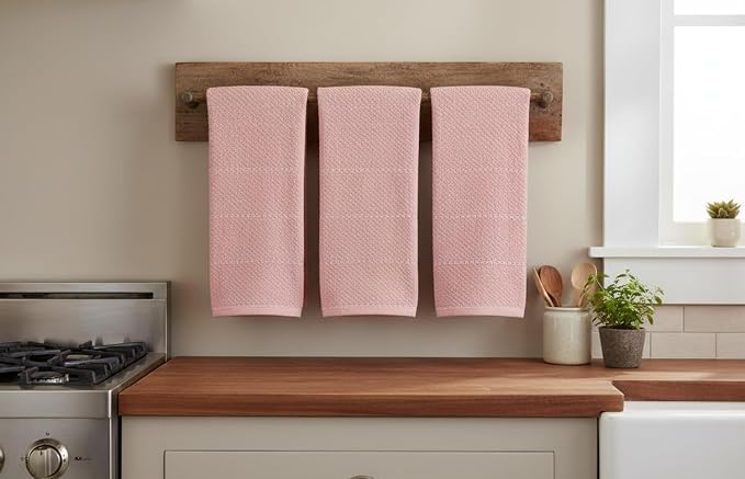 Serafina Home Light Pink Kitchen Hand Dish Towels: Oversized 28" x 18" - Image 4