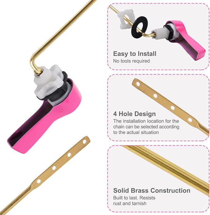 Hibbent Universal Metal Front Mount Toilet Handle Replacement Kit, Brass Toilet - Image 2