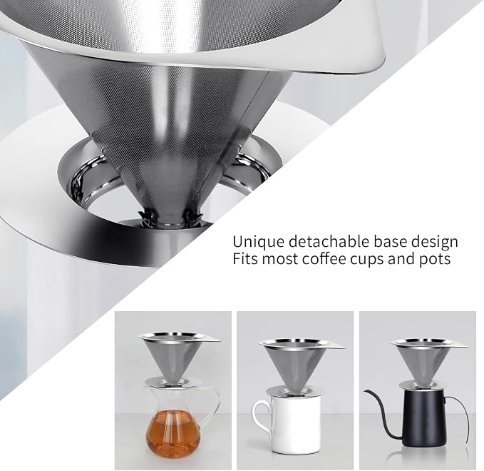 LHS Pour Over Coffee Dripper Reusable Coffee Filter Paperless Coffee Filter - Image 5