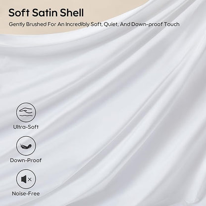 Goose Feather Down Fiber Pillows Standard Size Set of 2, Luxury 3-Chamber Pillows with Soft & Down-Proof Cover, Fluffy Plush Hotel Bed Pillows for Side, Back & Stomach Sleepers, 20"x26"
