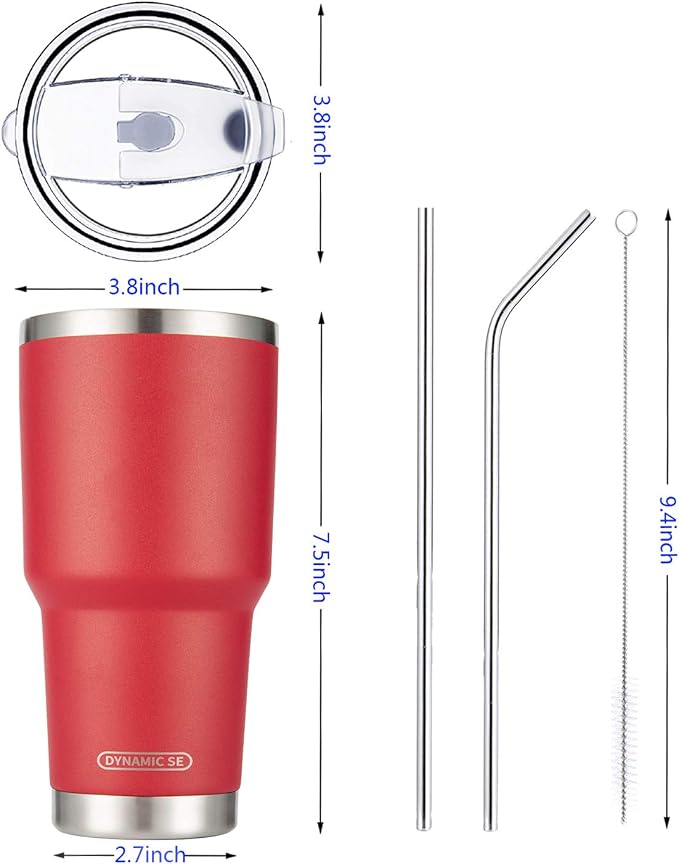 D·S 30oz Red Tumbler Stainless Steel Double Wall Vacuum Insulated Mug - Image 2