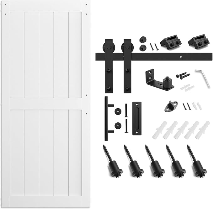 SmartStandard 36 x 80 inch White Sliding MDF Barn Door - Image 6