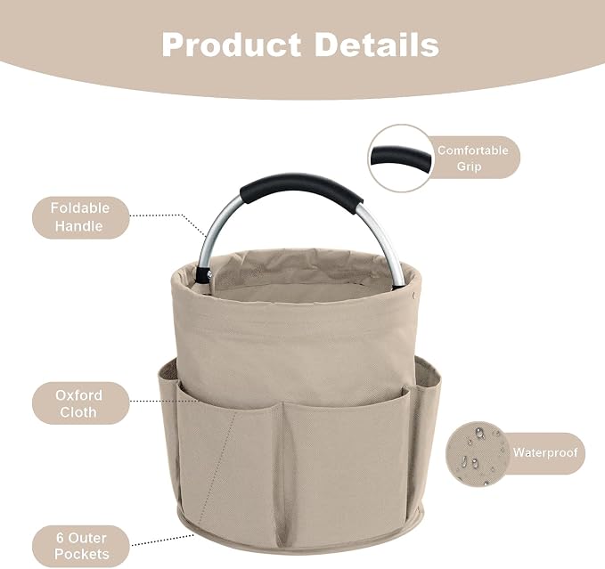 17L Cleaning Caddy with Handle, Cleaning Supplies Organizer, Foldable Storage - Image 5