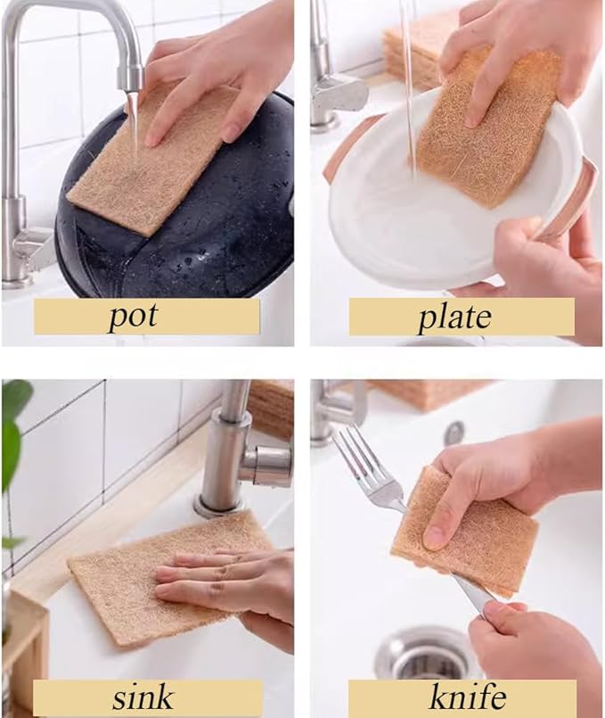 Natural Scouring Pads 15 Pack- Non-Scratch Sisal Cleaning Scrub Pads - Image 5